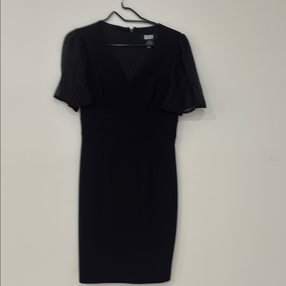 DKNY Black Dress with Sheer Sleeves